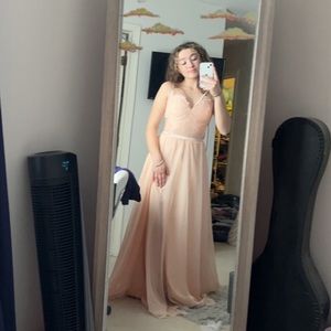 Champagne Pink Prom Dress Size 4